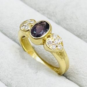 K18 18金 アメシスト＆メレダイヤモンド リング