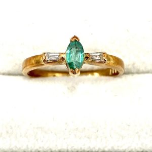 K18 エメラルド&ダイヤモンド付きリング