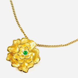 K18 エメラルド0.22ct メレダイヤ0.15ct付 ネックレス