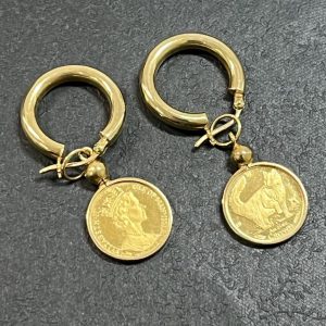 K24メイプル金貨 K24キャットコイン付き K18イヤリング
