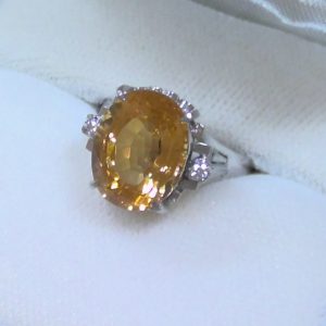 Pt900 シトリン付きリング