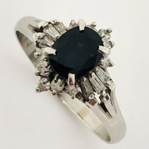 Pt900 サファイア1.14ct＆メレダイヤ0.32ct付リング