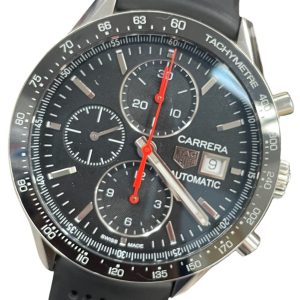 TAG Heuer タグホイヤー カレラ ブラック文字盤 クォーツ ラバーベルト 時計 CV201AK