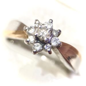 Pt900/K18コンビ ハーフリング メレダイヤ