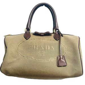 PRADA プラダ ロゴ ジャガード リボン ボストン ショルダー バッグ