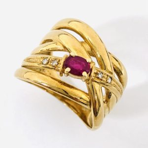 K18 ルビー0.25ct＆メレダイヤ0.02ct付リング