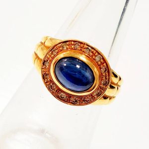 K18 サファイア メレダイヤ リング