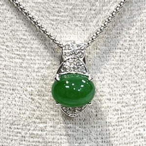 Pt900 K18 翡翠（ヒスイ）付きネックレス