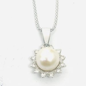 K18WG パール付きネックレス