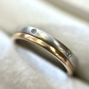 K18 Pt900 メレダイヤ付きリング