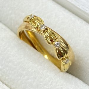 K18　メレダイヤ　ツインリング　18金　750