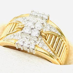 K18/Pt900 メレダイヤ付きリング