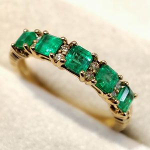 K18 エメラルド メレダイヤ リング