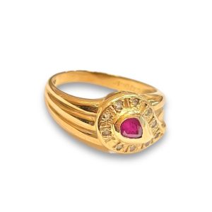 K18 ルビー メレダイヤ リング