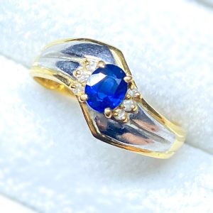 K18 Pt850 サファイア コンビ リング