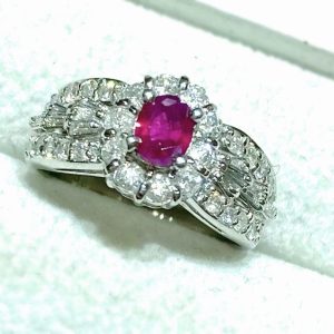 Pt850 ルビー メレダイヤ リング