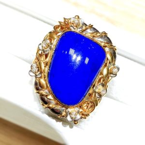 K18 Pt900 ラピスラズリ コンビ リング