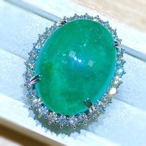 Pt850 エメラルド メレダイヤ リング