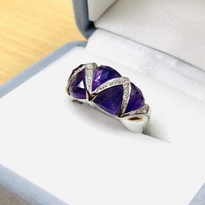 K18(18金) リング メレダイヤモンド アメジスト