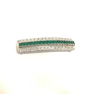 Pt900 エメラルド カルサイト 帯留め