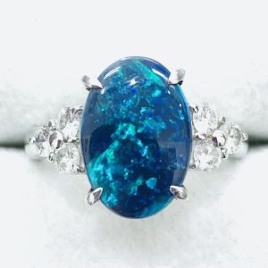 Pt900(プラチナ900) リング ブラックオパール ダイヤモンド