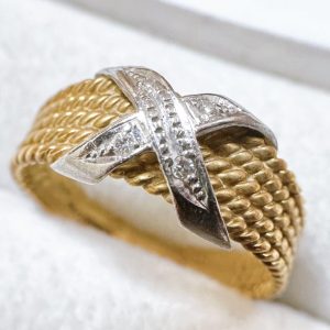 K18/Pt900 コンビ メレダイヤリング