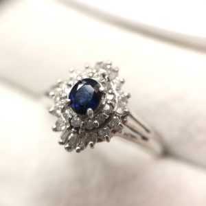 Pt900 メレダイヤ サファイア リング