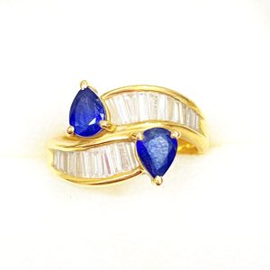 サファイア ダイヤ 0.98ct K18 リング