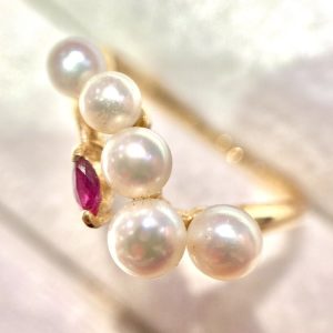 K18 パール ルビー リング