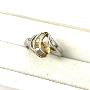 K18/Pt900 メレダイヤ コンビ リング