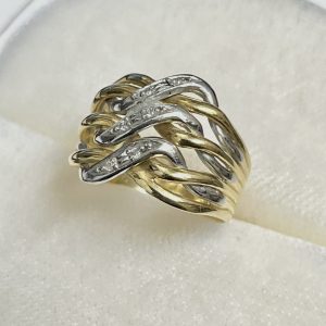 K18 Pt900 リング ダイヤモンド 金ベース ハーフ プラチナベース