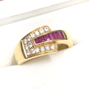 K18 ダイヤモンド ルビー リング 18金 750
