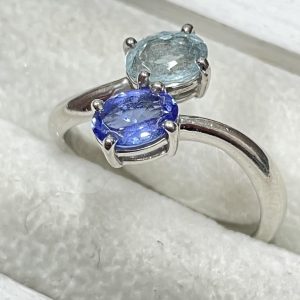 Pt900 タンザナイト アクアマリン リング プラチナ900