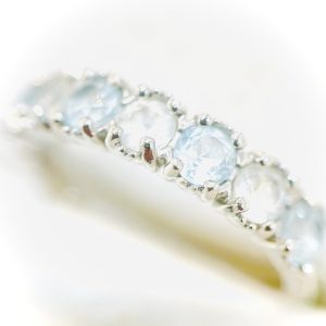 Pt900 ダイヤモンド アクアマリン リング