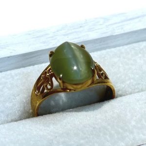 K18 18金 クリソベリルキャッツアイ付きリング