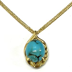 K18 ターコイズ(トルコ石)付き ネックレス