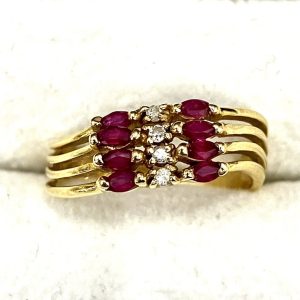 K18 ルビー＆メレダイヤ付きリング