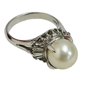 Pt900 パール付リング
