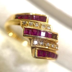 K14 ルビー メレダイヤ リング