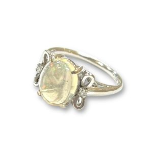 K18WG ウォーターオパール メレダイヤ リング