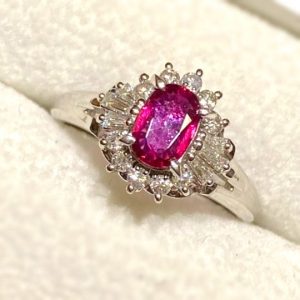 Pt850 ルビー メレダイヤ リング