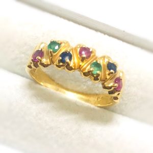 K18 ルビー サファイア エメラルド リング