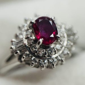 Pt900(プラチナ900) ルビー 0.43ct ダイヤモンド 0.42ct リング アクセサリー