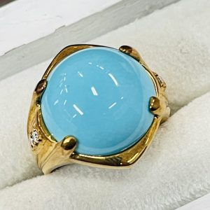 K18/18金 リング トルコ石 メレダイヤ 貴金属 ジュエリー 宝石