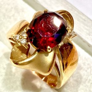 K18(18金) ガーネット メレダイヤリング