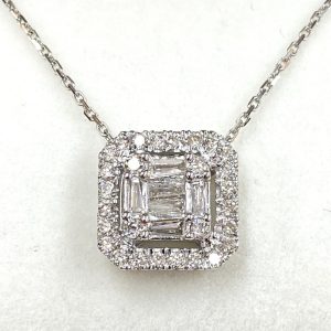 K18WG 18金ホワイトゴールド ネックレス テーパーカット ダイヤモンド