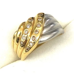 K18 18金 Pt850 プラチナ850 コンビ メレダイヤ リング