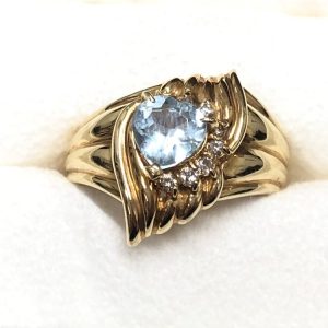 K18 アクアマリン ダイヤモンド リング 18金 750