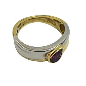 K18/Pt850 石付コンビリング