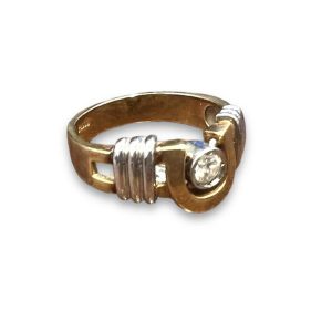 K18Pt900　コンビ　ダイヤモンド付きリング　